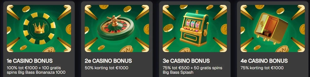 Welkomstbonussen van USpin voor de eerste vier stortingen